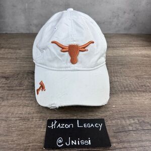Texas Longhorns~Adult~Starter Cap Adjustable Distressed Embroidered Hat~White